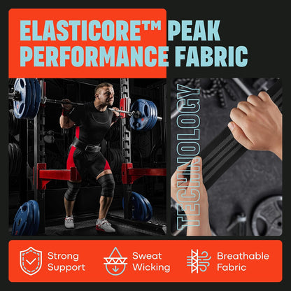 Knee Wraps (Pair) for Men & Women | Ideal for Cross Training, Wods, Gym Workouts, Weightlifting, Fitness & Powerlifting | Knee Straps for Squats | 72" Compression & Elastic Support