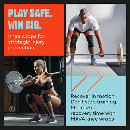 Knee Wraps (Pair) for Men & Women | Ideal for Cross Training, Wods, Gym Workouts, Weightlifting, Fitness & Powerlifting | Knee Straps for Squats | 72" Compression & Elastic Support